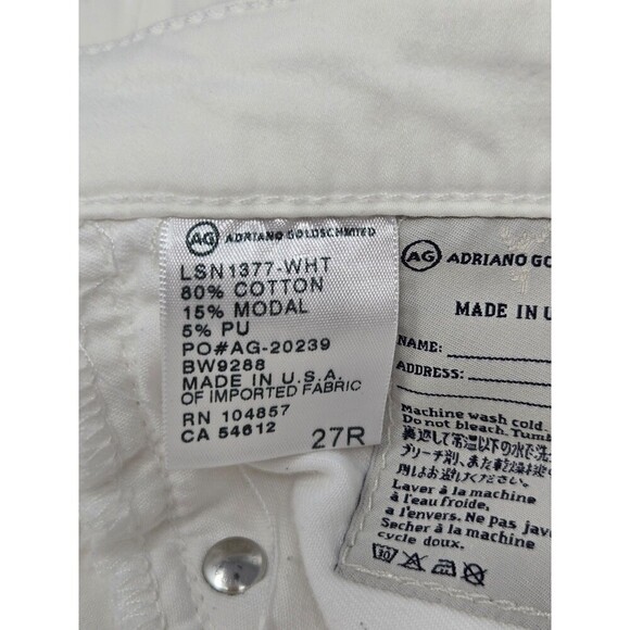 AG ADRIANO GOLDSCHMIED THE STEVIE ANKLE SLIM STRAIGHT LEG WHITE JEANS WOMEN 27 - Picture 9 of 12